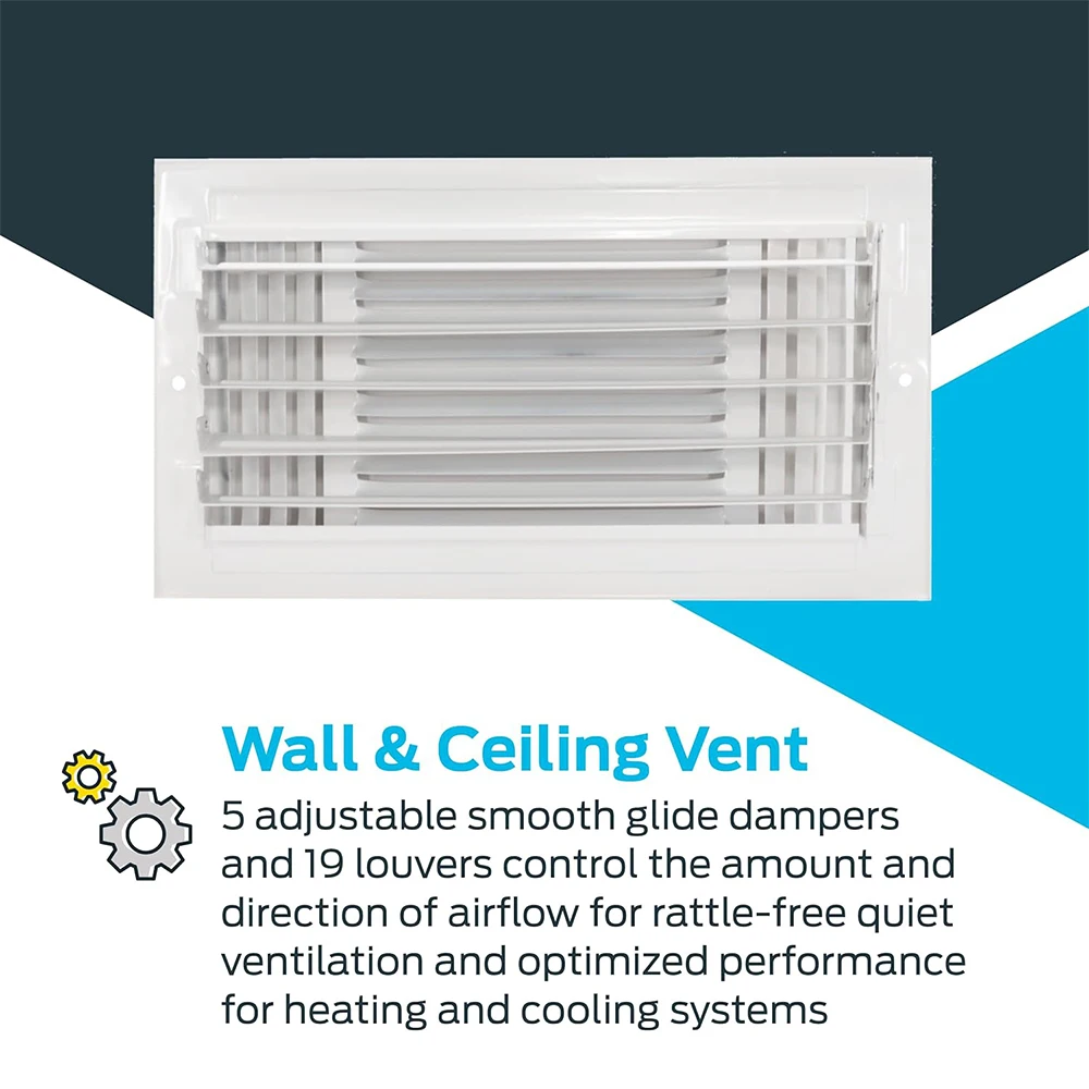 Hot sale 3-Way Stamped Face Steel Ceiling/sidewall Air Supply Register Vent Cover Actual Outside Dimension