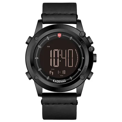 Цифровые часы KADEMAN K698 Tech модные спортивные мужские наручные счетчик шагов повседневные кожаные 3ATM