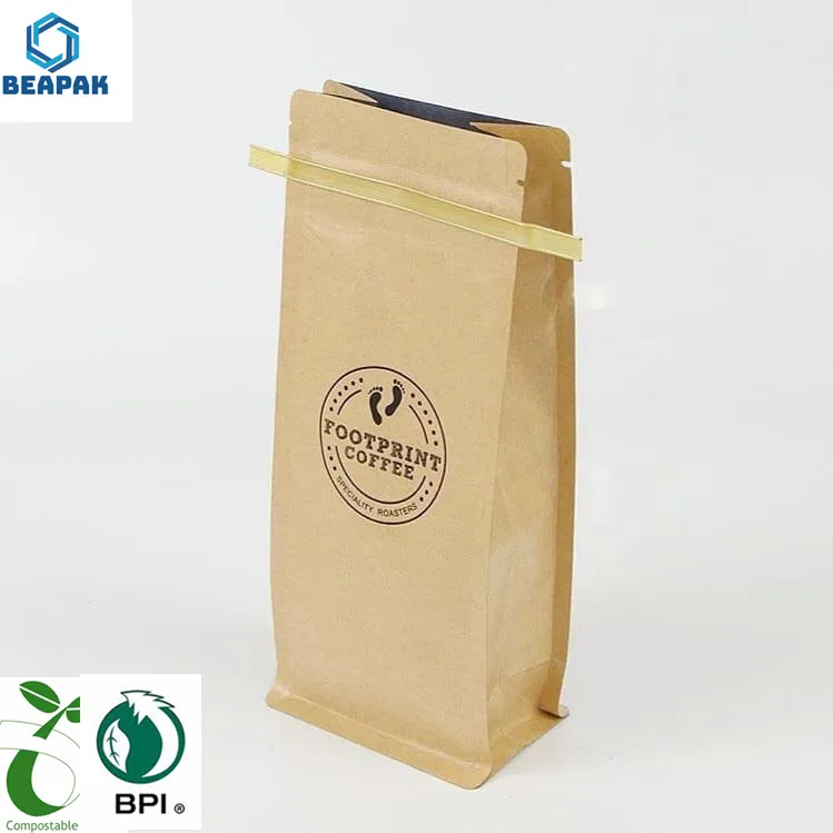 Customized sachet bio biodegradable PLA  eco friendly kraft  stand up paper bags