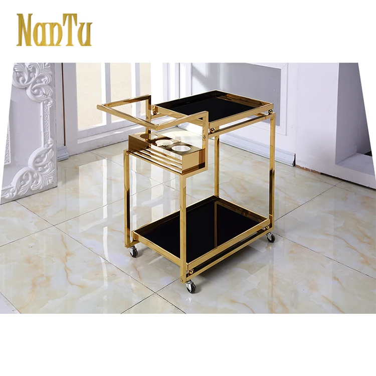 Home & Hotel Two-Layer Tempered Glass Bar Cart