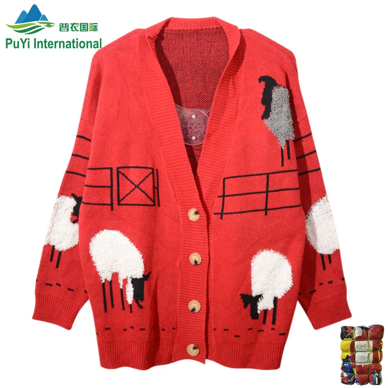 fashion ladies Thick cardigan short used clothes bales second hand sweaters for women uk used clothes bales