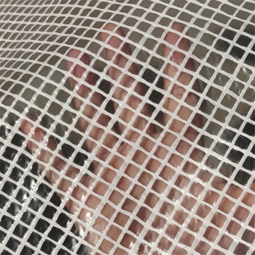 Clear PE Leno Mesh Tarpaulin Transparent Greenhouse Tent Sheet Plastic Fire Retardant PE Grid Fabric Mesh Leno Tarpaulin