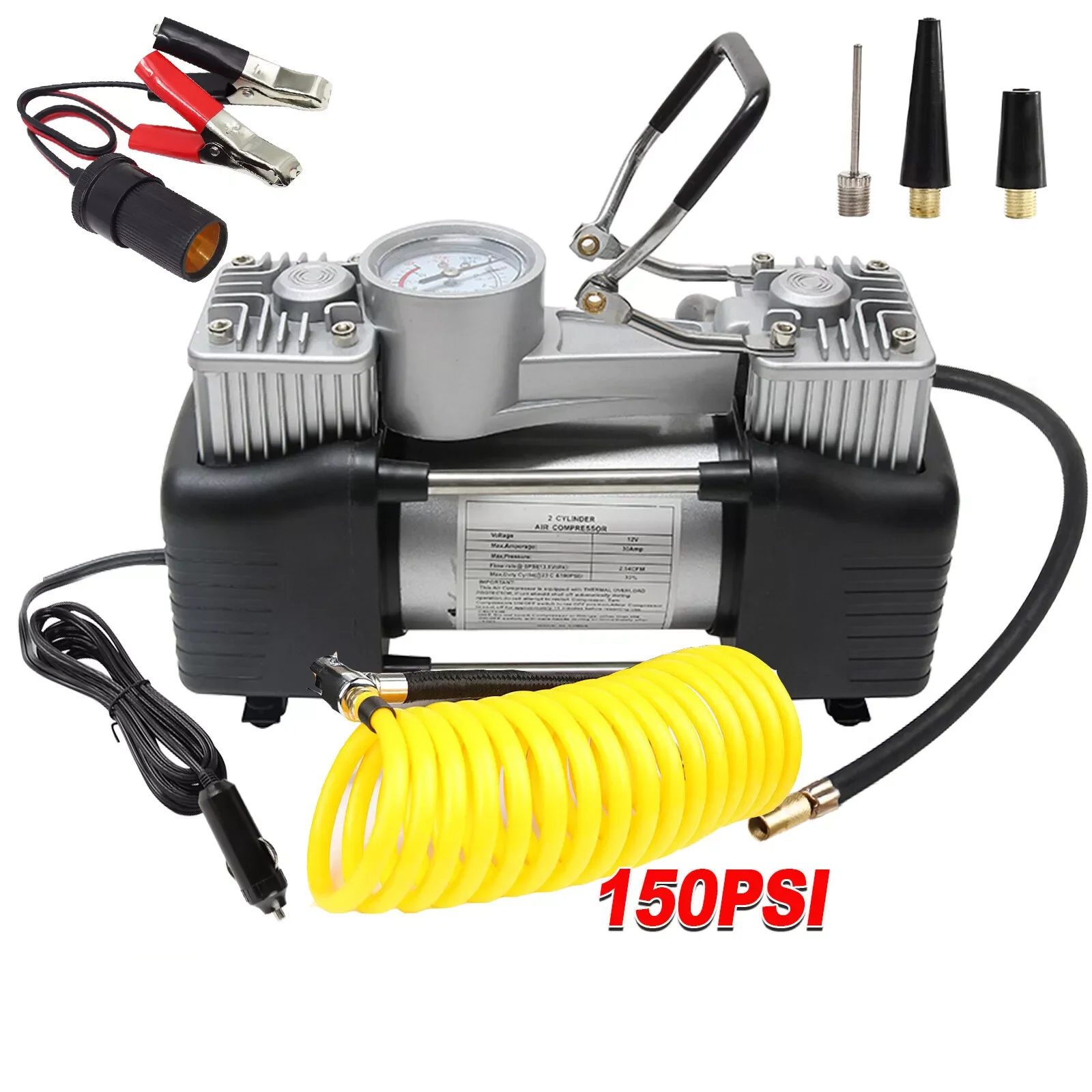 Double Cylinder DC 12V Vehicle Mounted Emergency Maintenance Car Double Cylinder Tire Inflators Tire Vehicle Tool