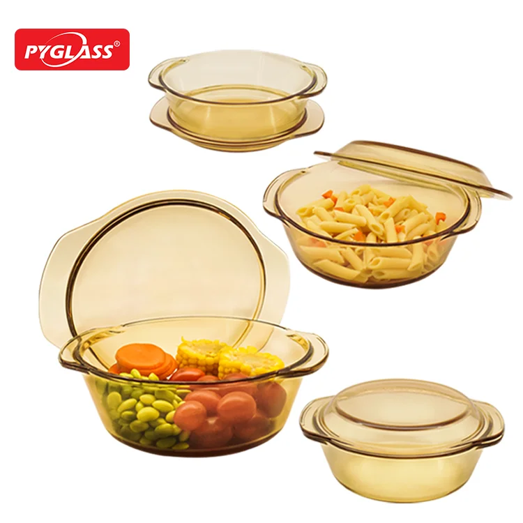 Glass casserole with lid /oven safe borosilicate glass bakeware pot cookware casserole/Clear color glass cooking pot casserole
