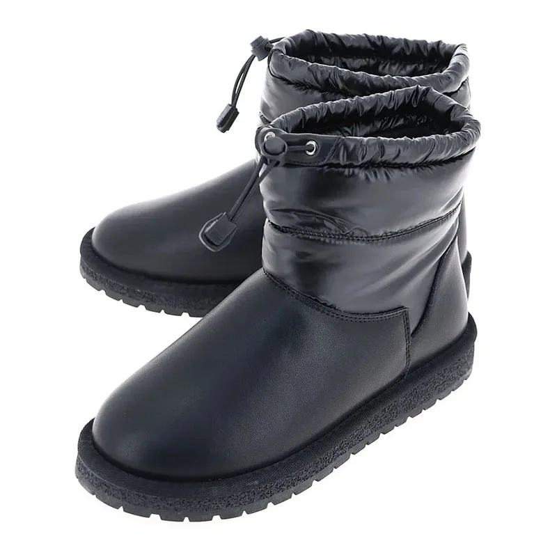 Middle cut snow boots genuine leather women winter boots anti-slip walking shoes for cold day