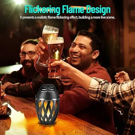 LED Flame Table Lamp Atmosphere Bluetooth Speaker Night Light for Indoor Outdoor Torch Atmosphere Bluetooth Speakers Waterproof
