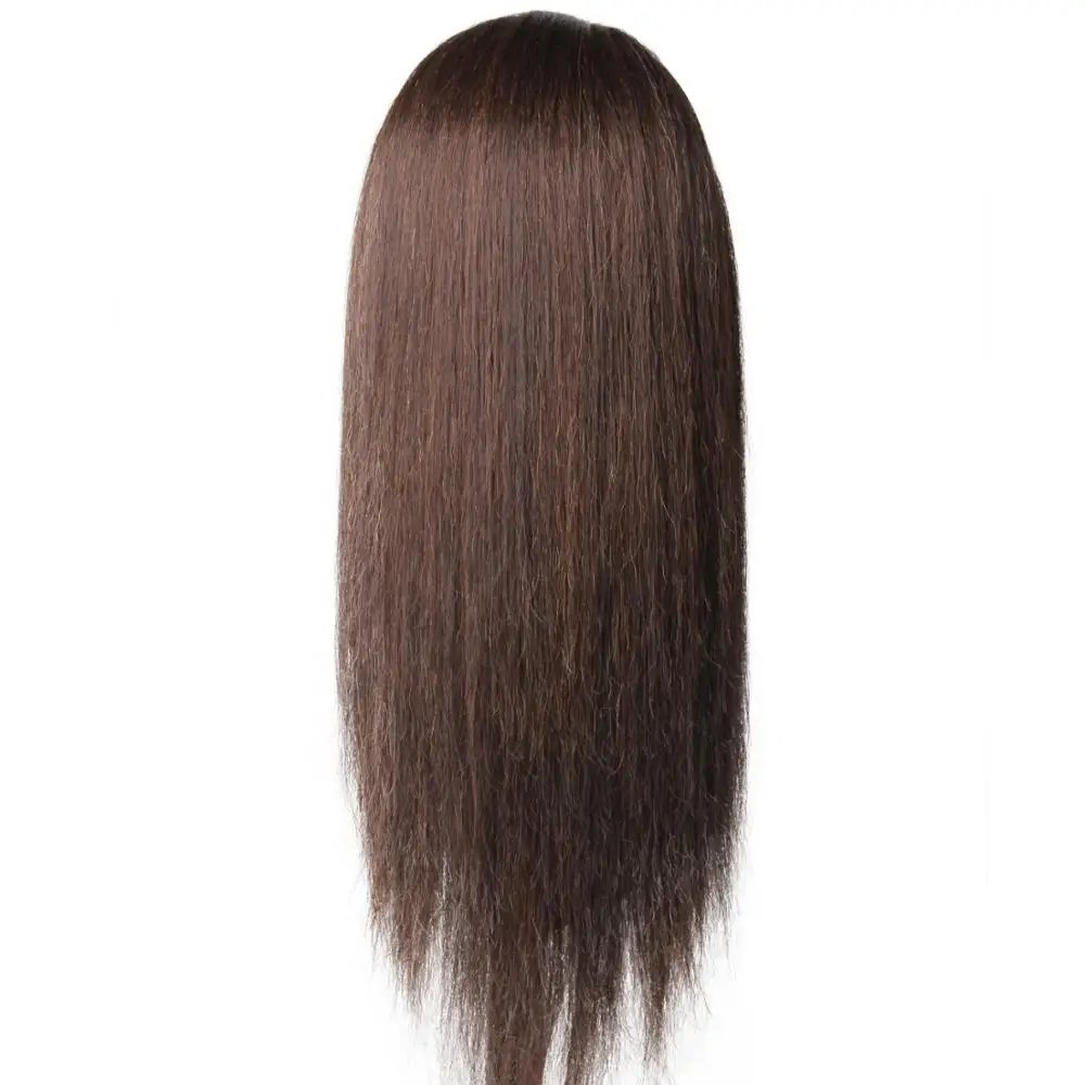 100% Real Natural Hair Training Mannequin Head Professional Hairstyle Practice Wig Head Women Brown