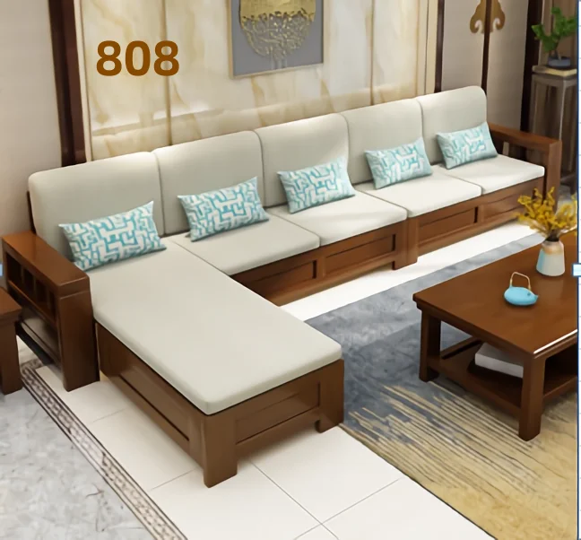 Nordic Simple and Modern Design Living Room Furniture Set Solid Wood Sofa 1+2+3 Seater Sofas for Families Sofa with Ottoman