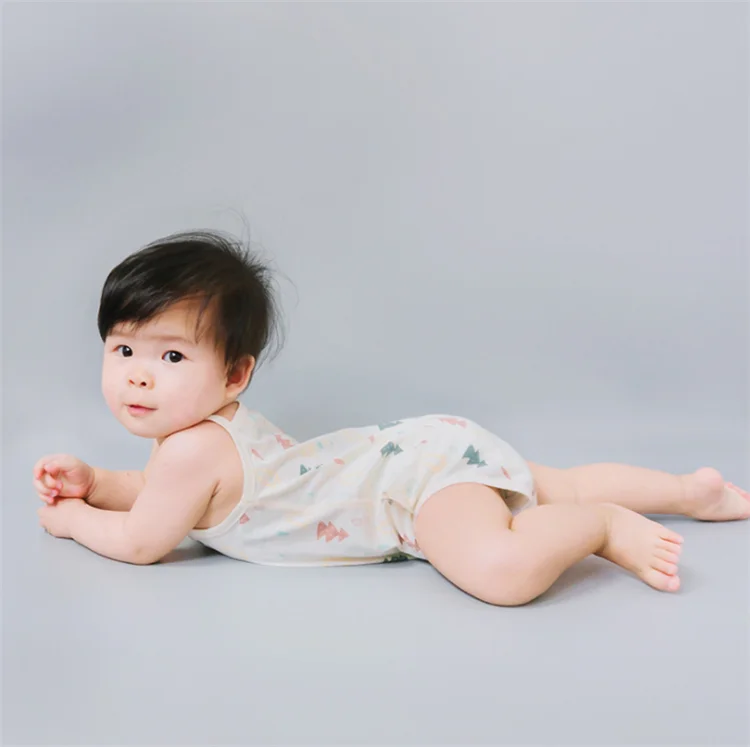 
New Design Organic Cotton Baby Rompers Summer Cartoon Printing Sleeveless Baby Clothes 