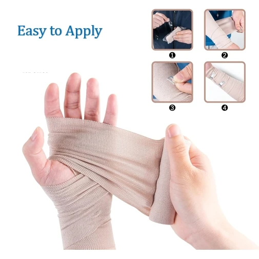 Compression and Support for Foot  Provided Latex-Free Elastic Bandage Wrap for Medical Sports Injuries and Sprains