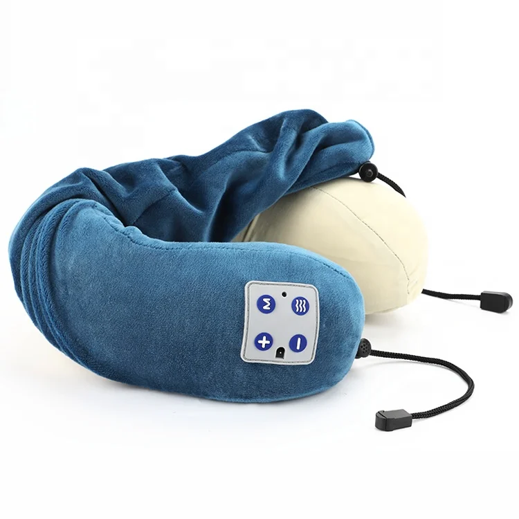 New Traveling Neck Pillow with Massage U Shape VELVET and MEMORY FOAM Neck Massage Pillow Tens Pulse Neck Massager