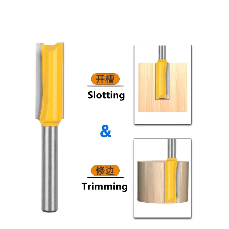 1pc Straight Router Bits 1/4 Shank Double Flute Straight Bit Carbide Tipped Cut Router Bits for Wood Slooting Trimming