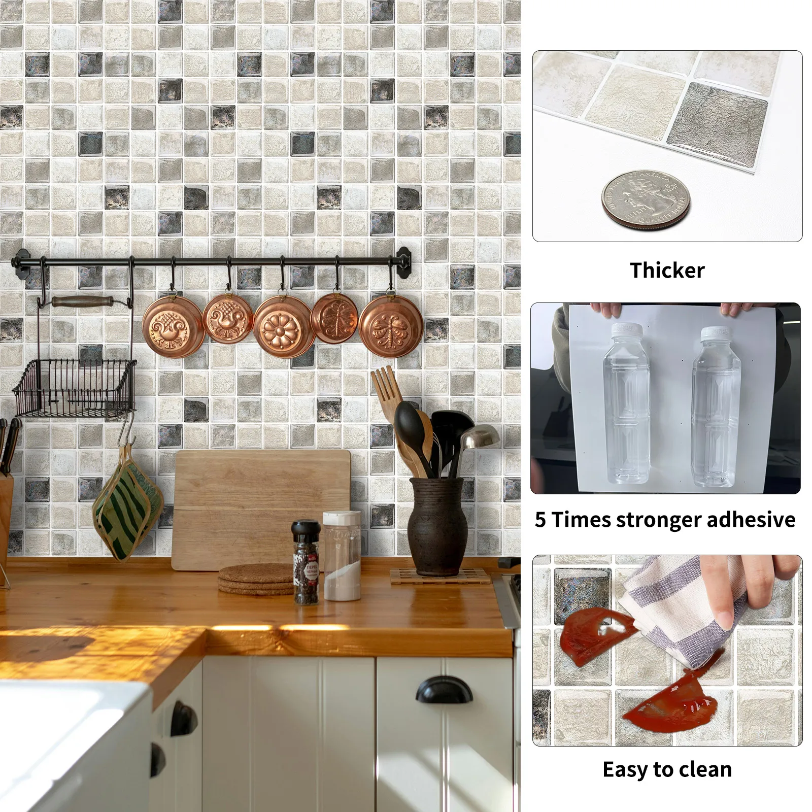 Eco-friendly 3D Mosaic tile peel and stick tiles sticker bathroom self adhesive wall tile waterproof wall sticker wallpaper