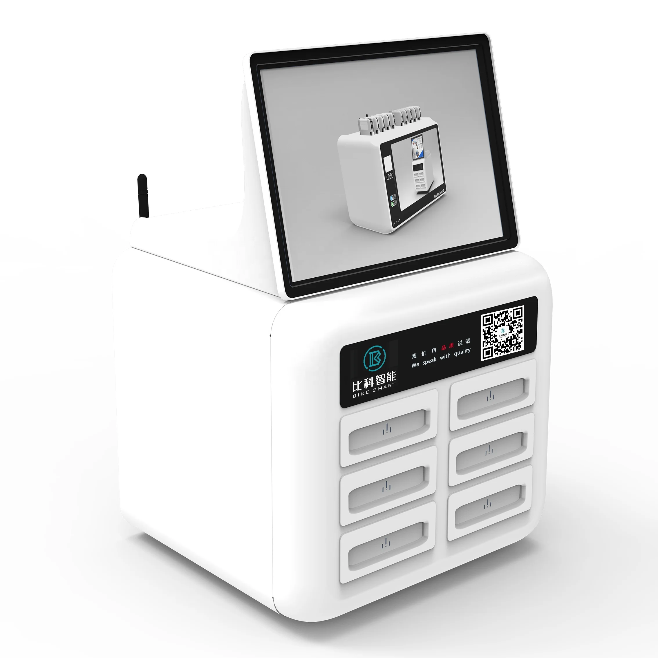 6slots Power bank station with Advertising  lcd screen and phone charging station with screen