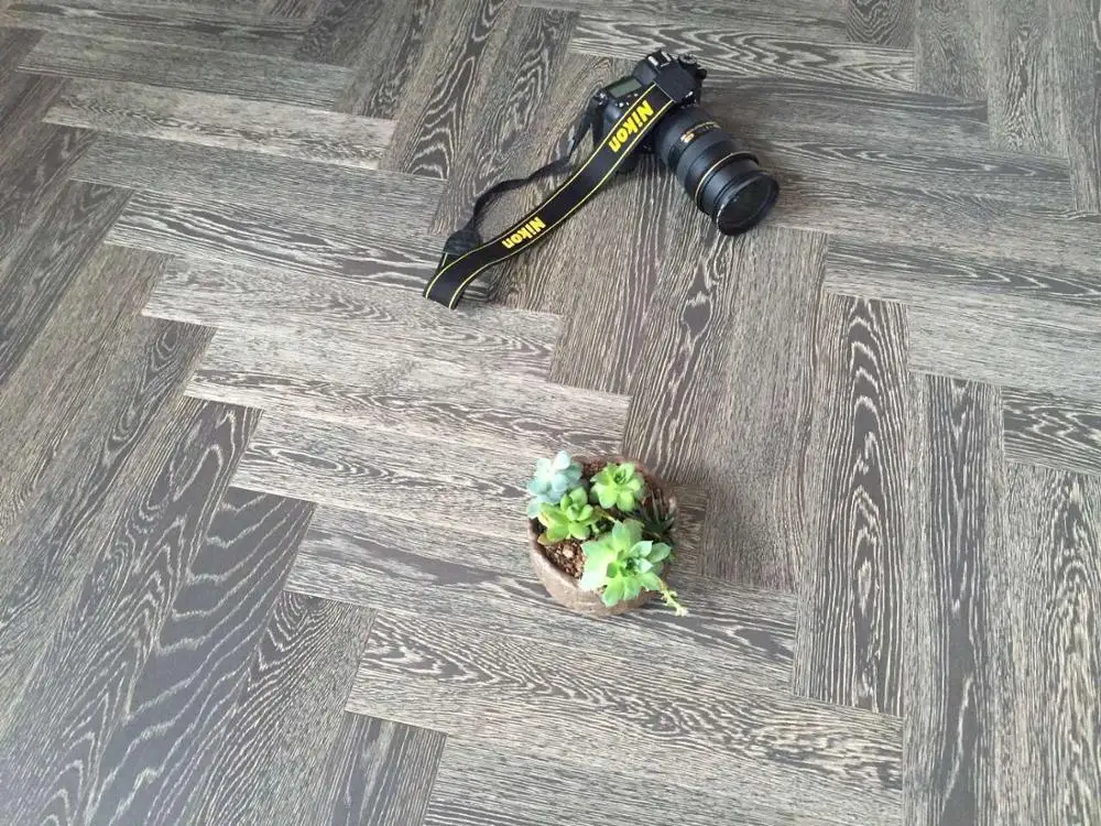 610x125mm grey oak herringbone parquet flooring