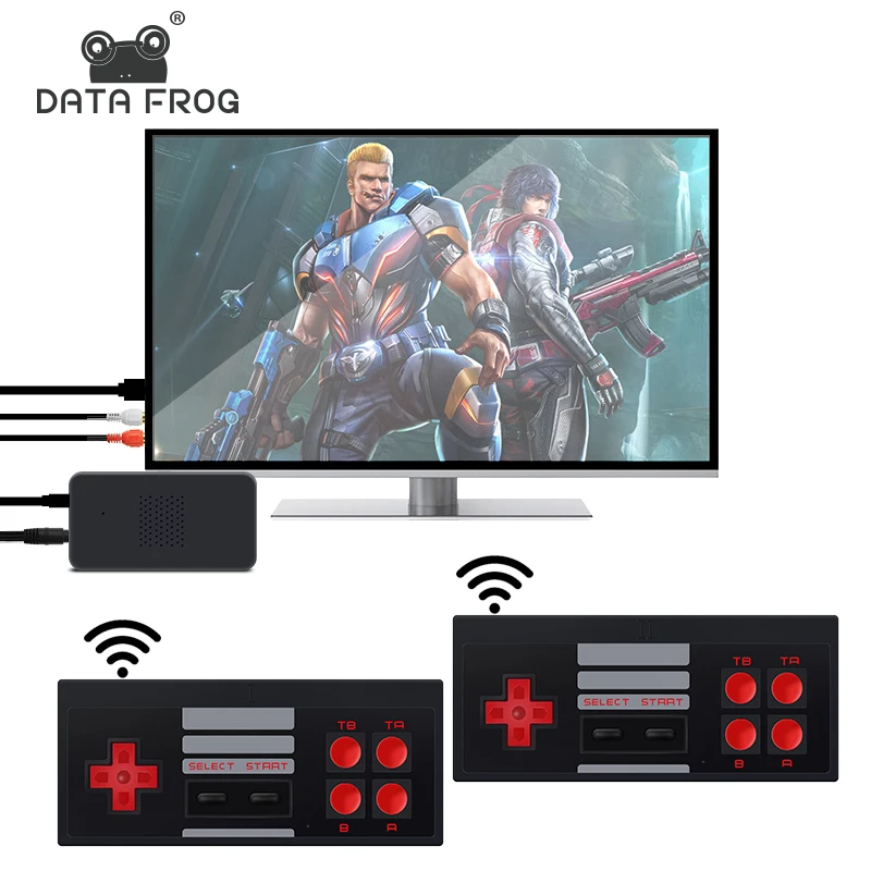 DATA FROG wholesale retro video game consoles from China 2.4G mini  Wireless video game players built in 600pcs 8 bit games