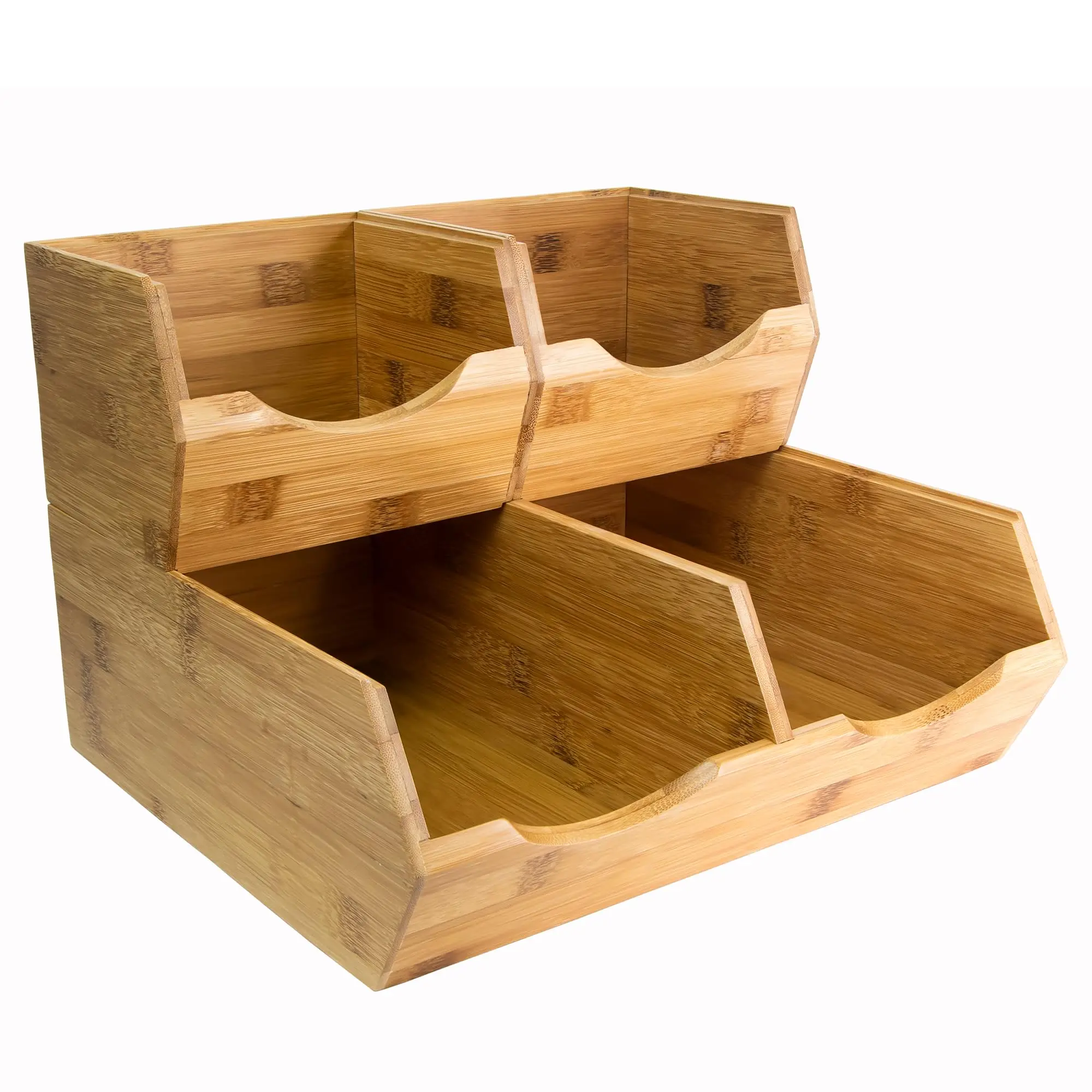 Customized high-quality vegetable and fruit storage shelves bamboo grocery store shelves bamboo storage box