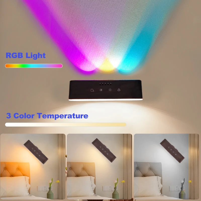 Красочный окружающий Rgb Up Dow Декор Современный перезаряжаемый внутренний кронштейн светодиодные светильники Настенные для украшения дома