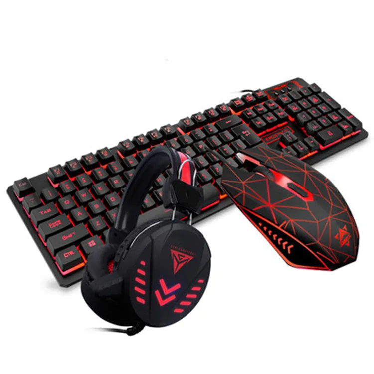  Лидер продаж игровая клавиатура и мышь 4 в 1 набор наушников для ПК Проводная RGB осветительная полоса механической клавиатуры со светодиодной подсветкой