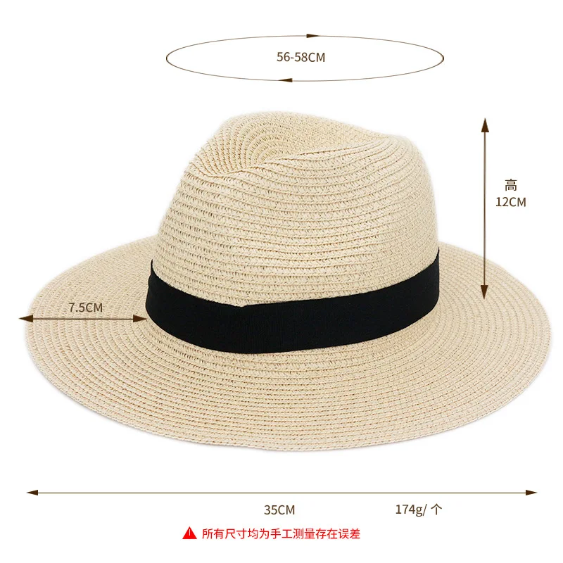 Wholesale fashion beach custom straw hat Panama hats unisex breathable sun straw braid floppy fedora beach straw hats