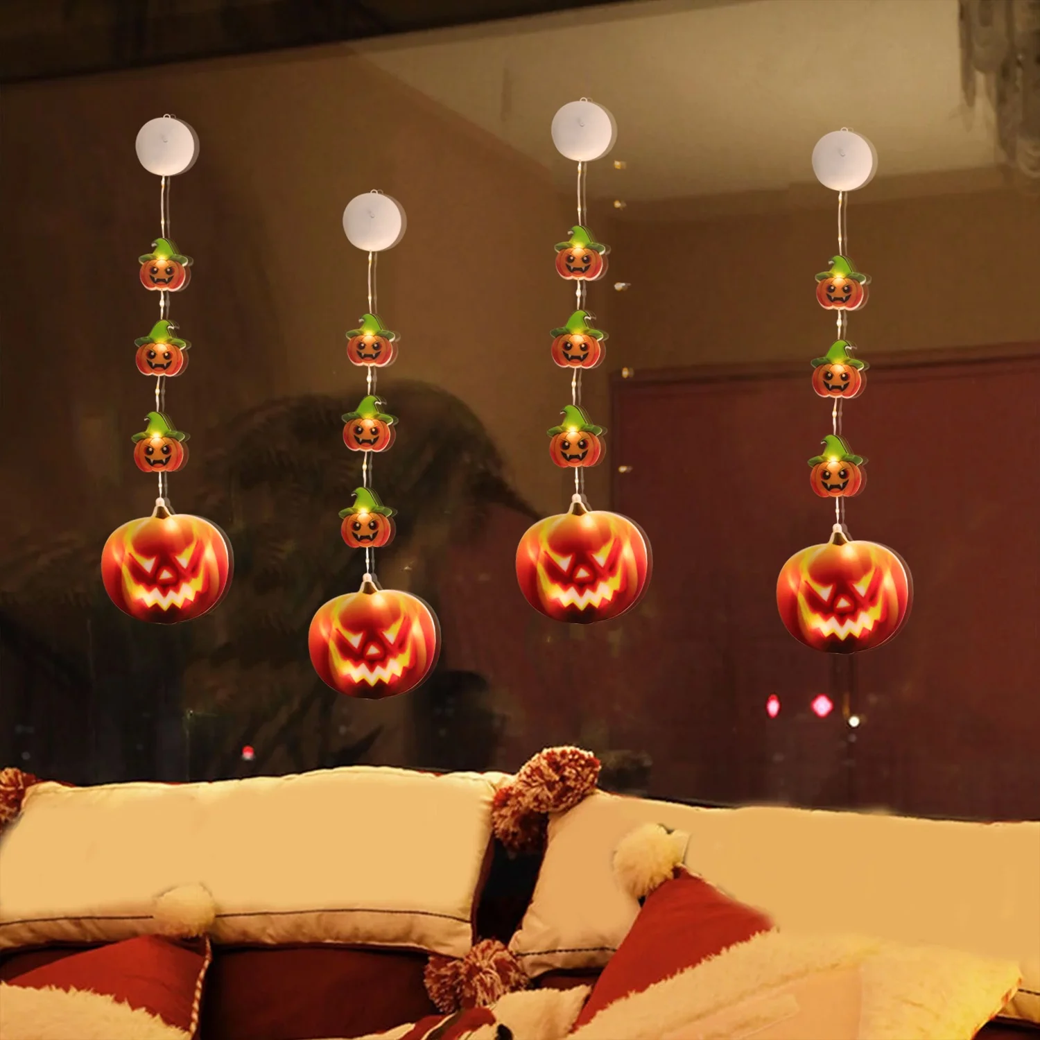 Battery Operated LED Halloween Light Hanging Ghost Pumpkin Fairy String lights for Festival Party Holiday decor Accessories