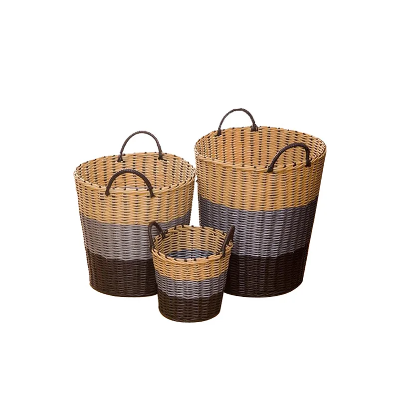Hot Selling Baskets for Storage Laundry Basket Bamboo Cheap Storage Baskets PE Multifunction Single Customized White Set Rattan