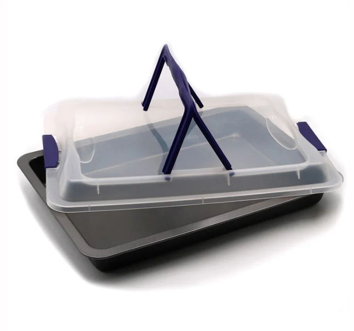 Custom Non Stick Coating Carbon SteelCake Roast Pan Bakeware Oven Dish  rectangle Baking Mould Tray  With Custom Lid Cover