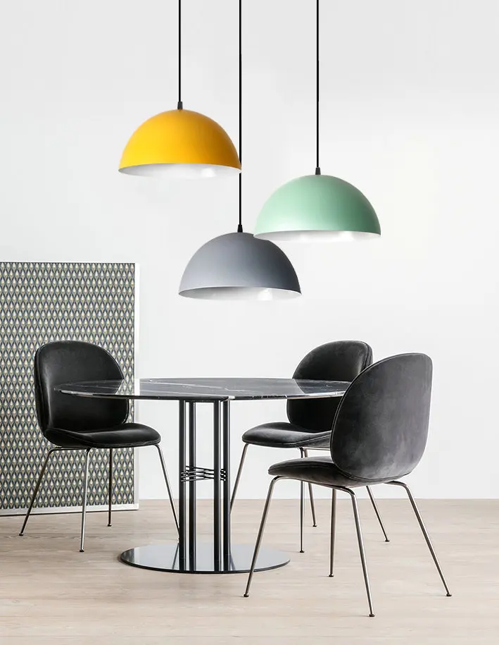 Macarons Metal Semicircle Pendant Light Creative Single Head Pot Cover Chandelier For Livingroom Dinningroom