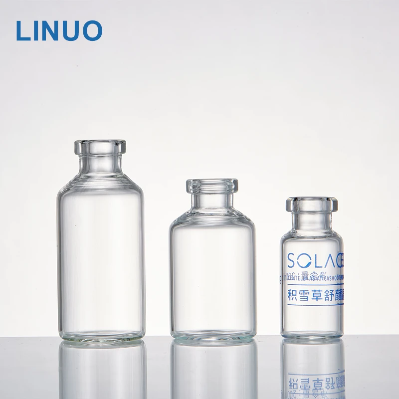 GMP factory LINUO pharmaceutical glass packaging 2ml to 30ml USP TYPE I clear amber tubular injection glass vials
