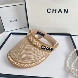2022 New arrival summer Fashion Designer sun hat brand Casual Shade Outdoor Visor Straw Cap headband empty top hat