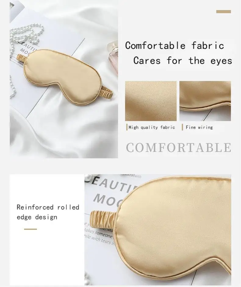 OEM/ODM Wholesale 100% Organic Satin Silk Eye Mask Personalized Night Sleep Soft Eye Masks