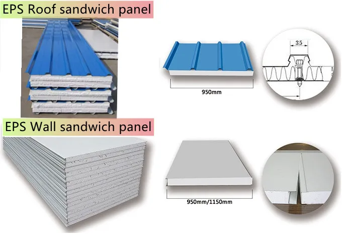 Precast House Concrete EPS Foam Color Steel Sandwich Panels