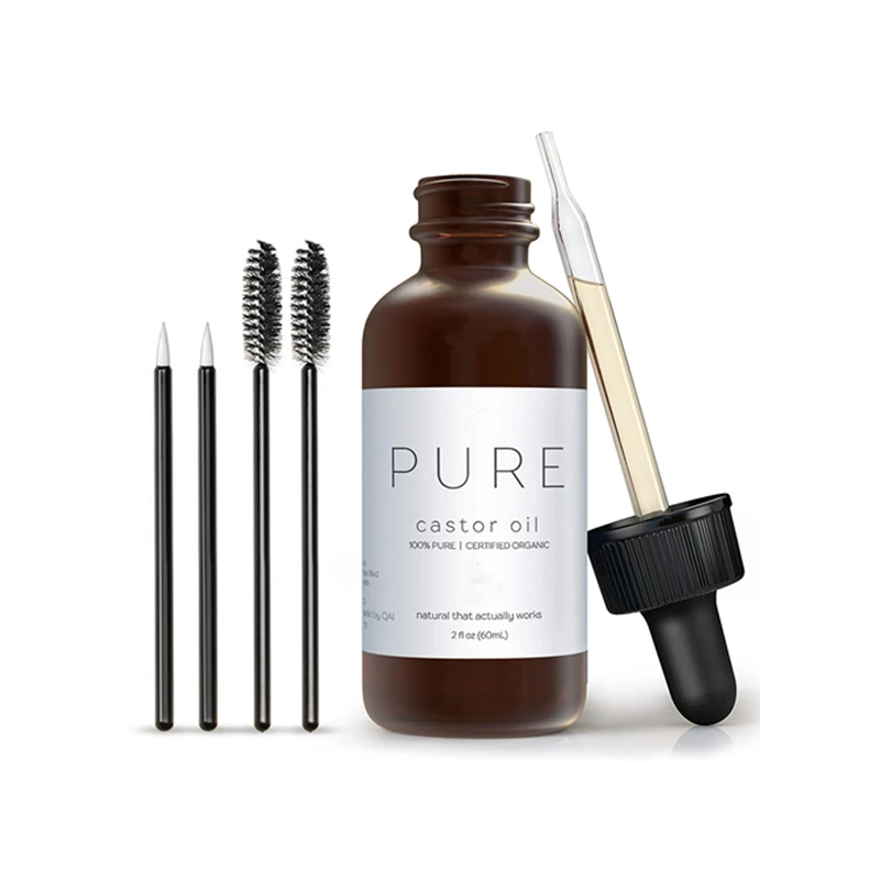 OEM Private Label Pure Organic Castor Oil For Hair Eyebrow Eyelash Beard Growth Cold Pressed Eyebrow & Eyelash Growth Serum