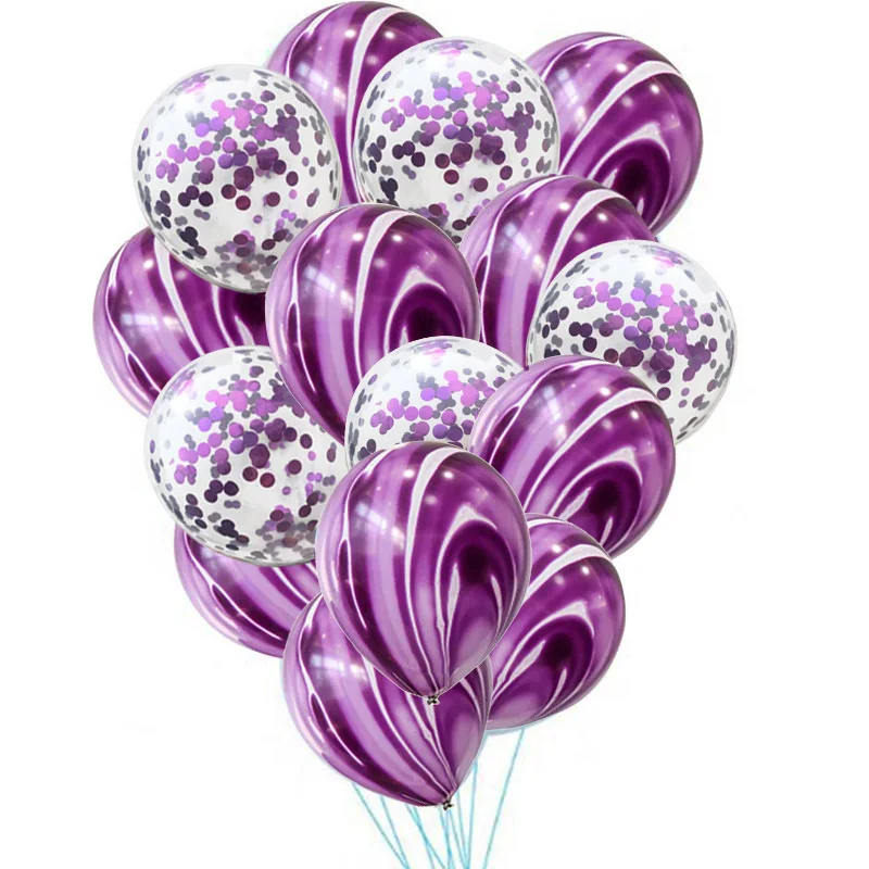Wholesale Birthday 12 Inch Round Helium Latex Multi color Marbled Agate Balloons Set Rainbow Color Marble Balloon
