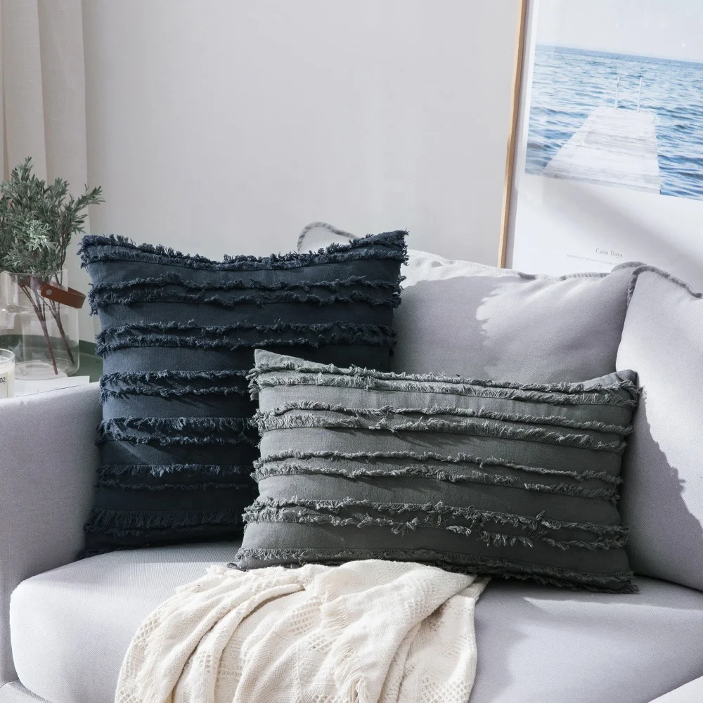 2021 New Arrivals Striped Jacquard Cotton with Linen Boho throw pillow Macrame Pillow Covers for Home Decor Cushion Cover