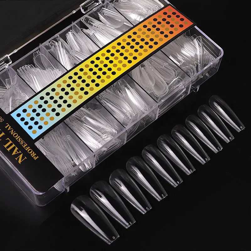 500 Pcs Nail Art Ultra-thin Seamless Tips C-arc Matte Nail Extension Tips Frosted Nail Tips