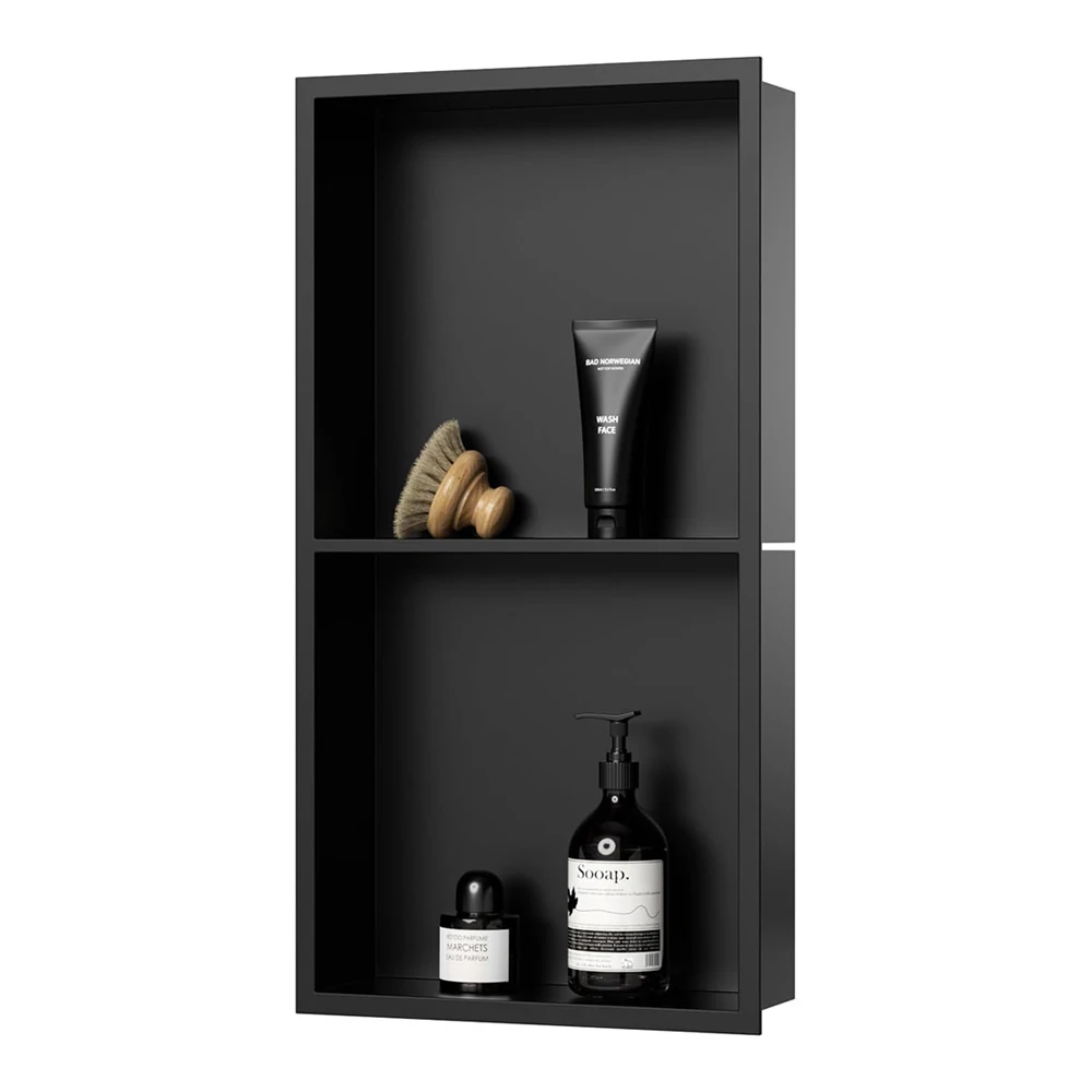 Modern Recessed Stainless Steel Shower Niche Wall Decor Shelf for Bathroom and Hotel Use
