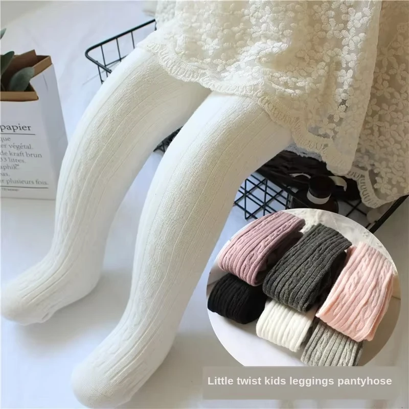 2025 Knitted Twist Cute Cable Knit Cotton Bottom Toddler Kid Girl Ribbed Stockings Baby Pantyhose For Girls