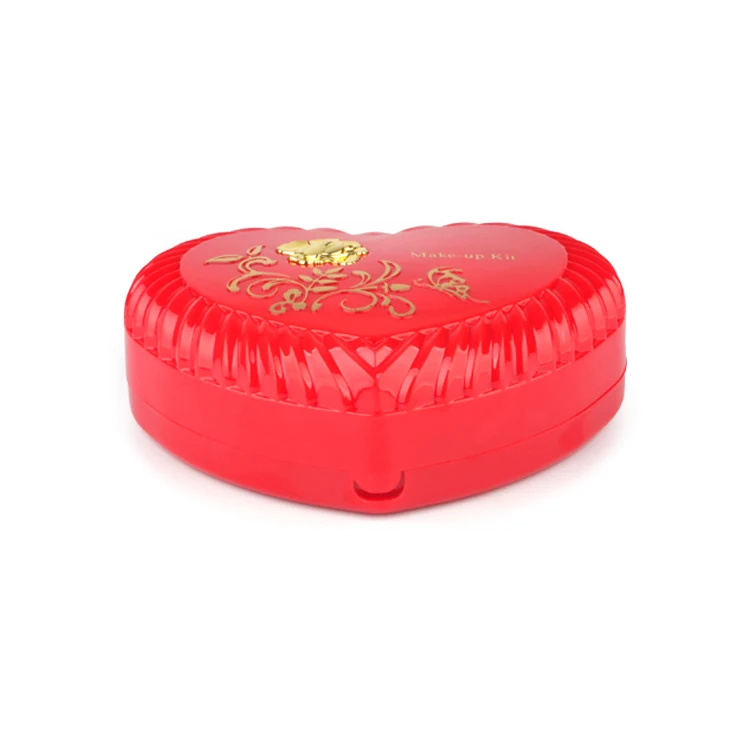 Romantic Heart Shaped Make Up Kit With Mirror Colorful Daily Use Ladies Make Up Set Cosmetics Gift Tool Kit