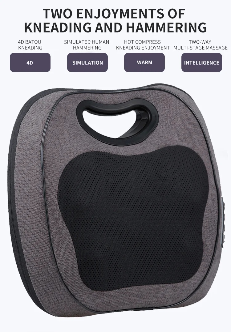 Electric Deep Tissue Kneading Massage Pillow for Home Car Shiatsu Neck and Back Massager for Pain Relieve
