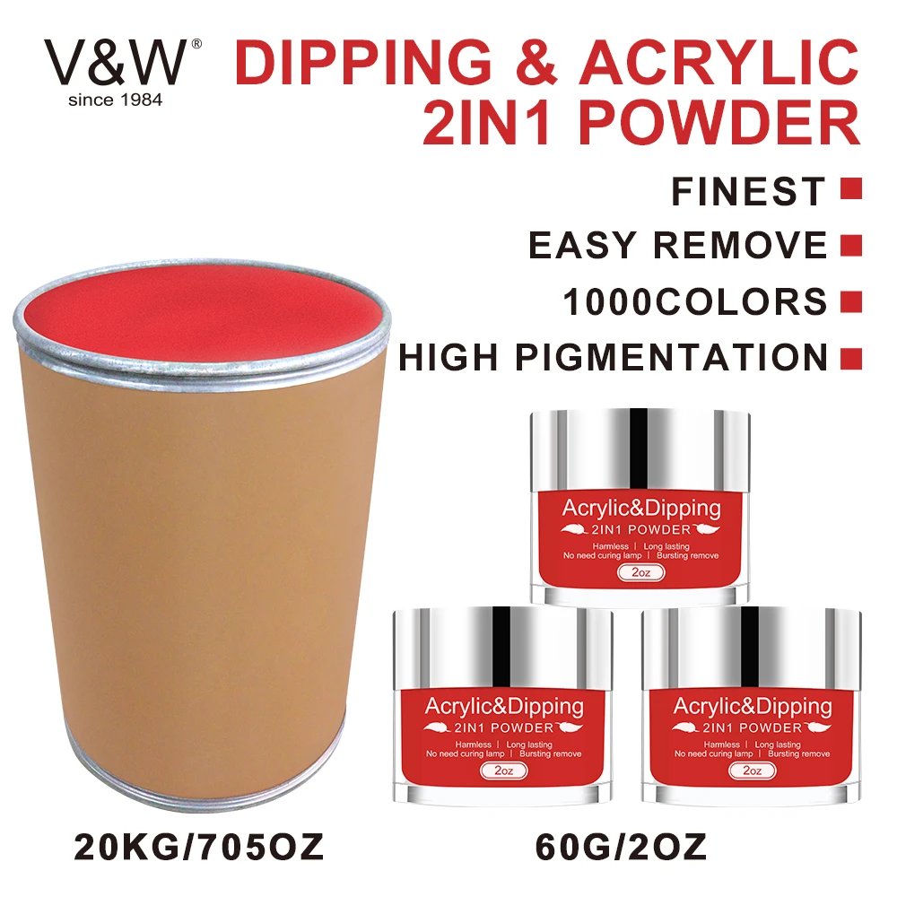 VW manufacturers 2 in 1 dip powder acrylic powder for nails dipping powder nails system