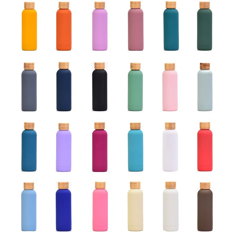 17oz Bamboo Lid Blank Water Bottles Logo Stainless Steel Double Wall Sports Bottle Insulated BPA Free