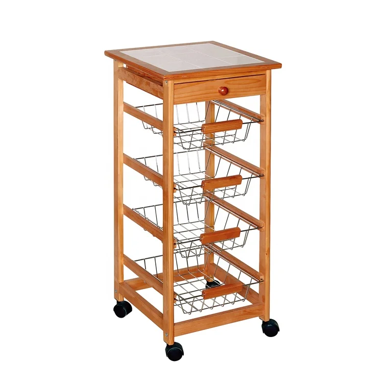 
Fashion Professional Mobile 4-shelf Kitchen Mobile Food Serving Kitchen Dining Carts 