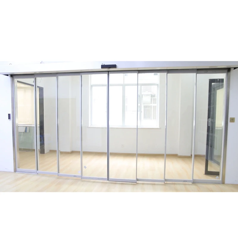 Turtech/Doortec DTSC3000 featuring dual-opening automated telescopic sliding glass sensor doors with overlapping function