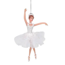 SOTE Handmade Xmas Hanging Decoration Ballerina Figurine Small Plastic Toys White Dress Ballerina Dancer For Christmas Ornaments