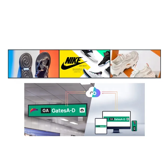 Customized Wall Mounted Lcd Stretched Advertising Display Ultra Wide Screen Tv Monitor