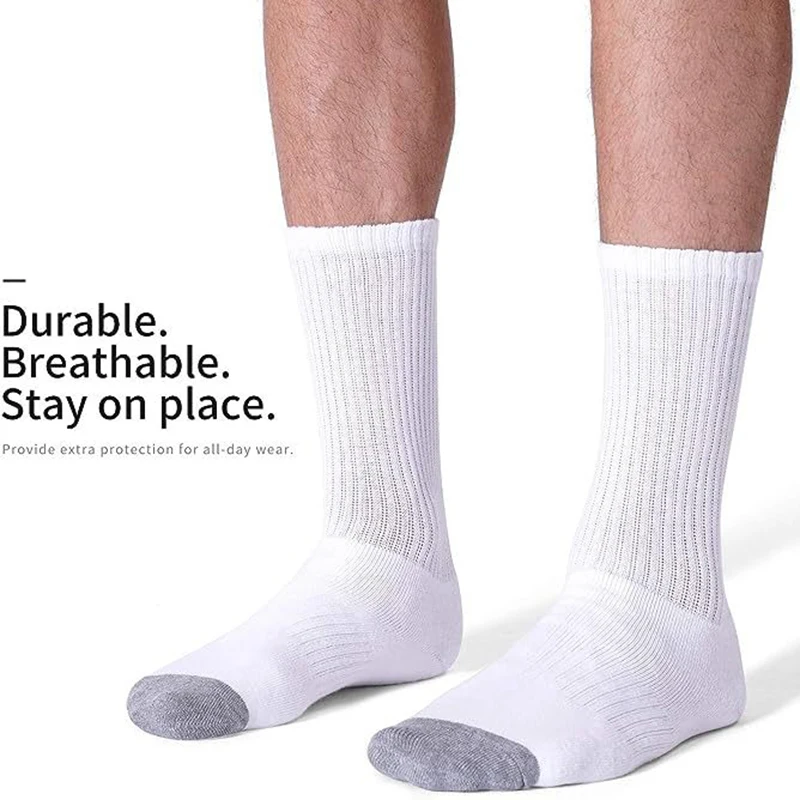 Men Cotton Socks New Style White Socks Men Soft Breathable Sports Long Walking Running Hiking Thermal Socks