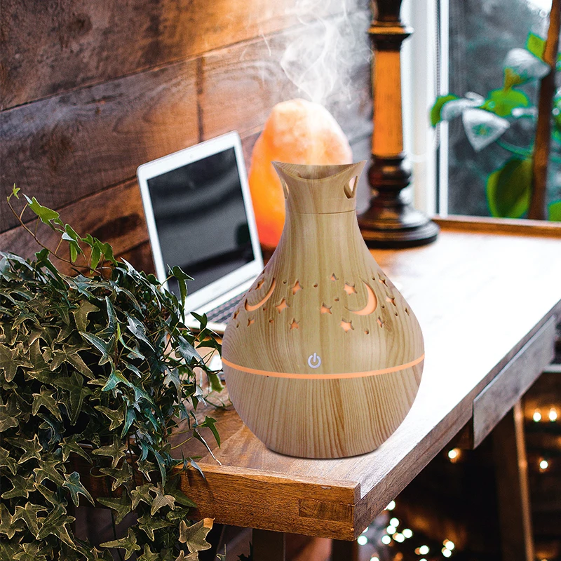 b2b marketplace Small vase design USB umidificador de ar led 200ml ultrasonic air humidifiers Wood grain humidificador