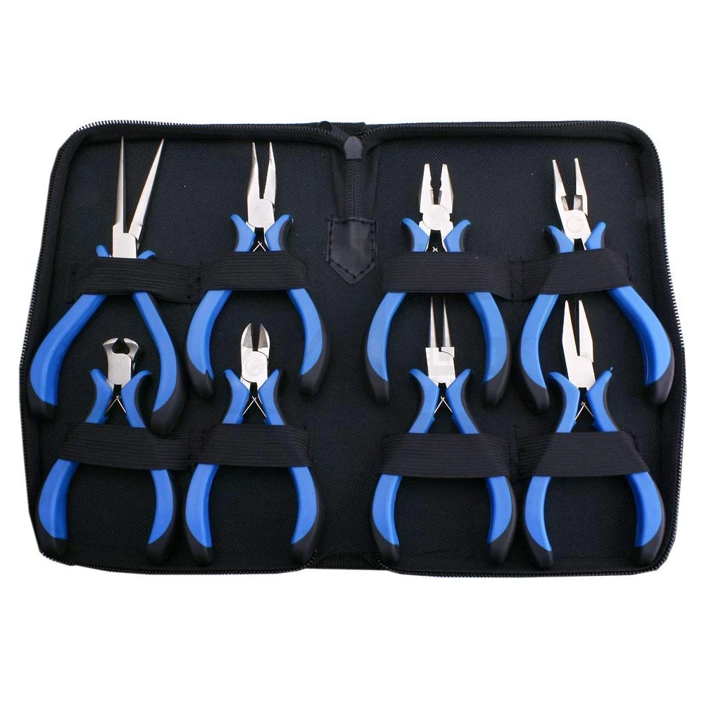 Jewelry Making Tools Kit with Zipper Case Mini Precision Pliers Tools Set for Jewelry Beading Wire Cutting Craft (8 Pcs Set)