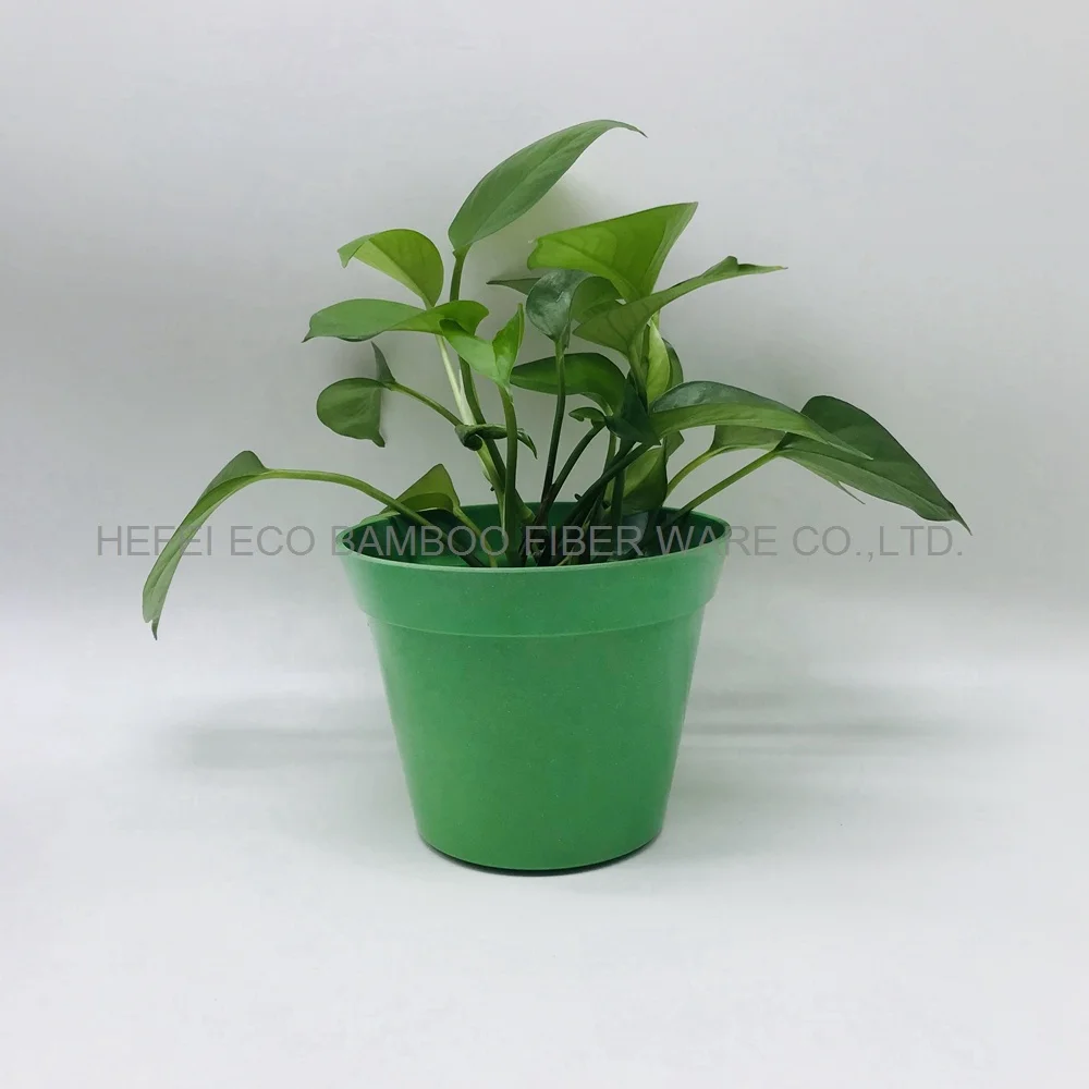 Biodegradable bamboo fiber flower pot custom print and color, eco friendly plant pot with Drainage Holes, Gardening pot outdoor